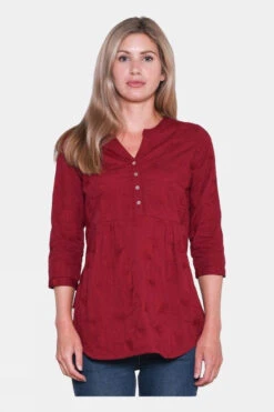 Brakeburn Womens Embroidered Ginkgo Blouse
